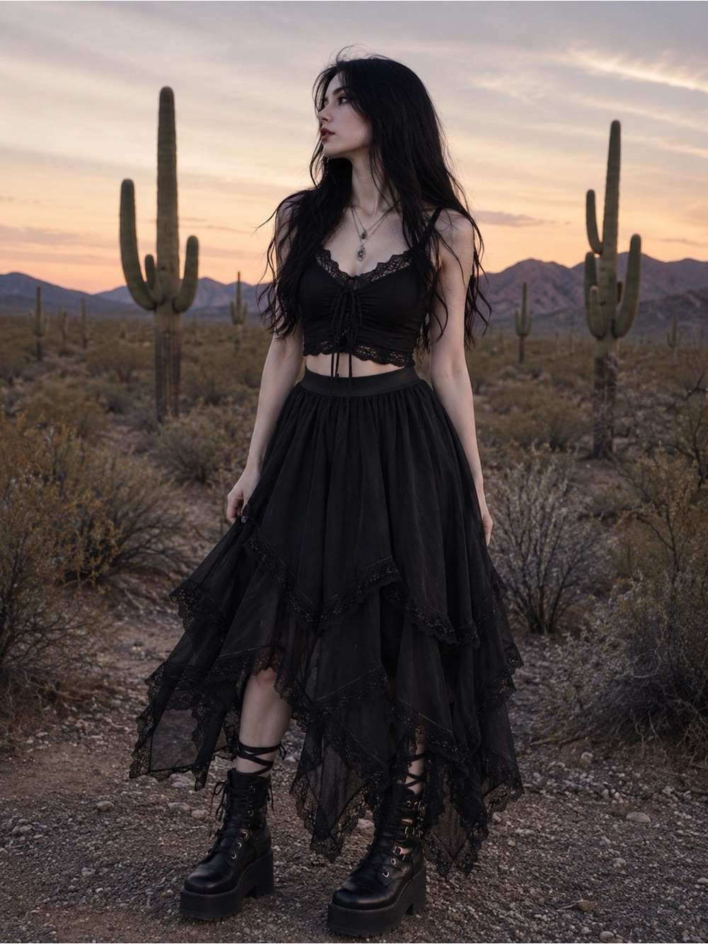 Black  Layered Tulle Skirt Medium